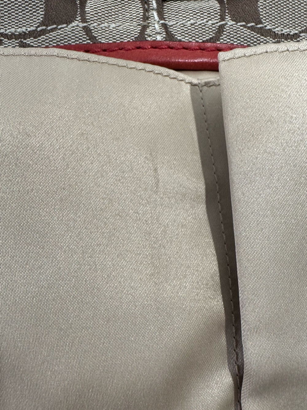 Coach Bleecker Red /Tan Leather Canvas Legacy Flap Soho Handbag #11441 EUC - Picture 9 of 10